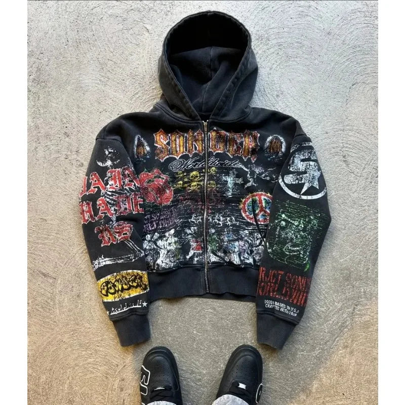 Trendy Anime Zipper Hoodie