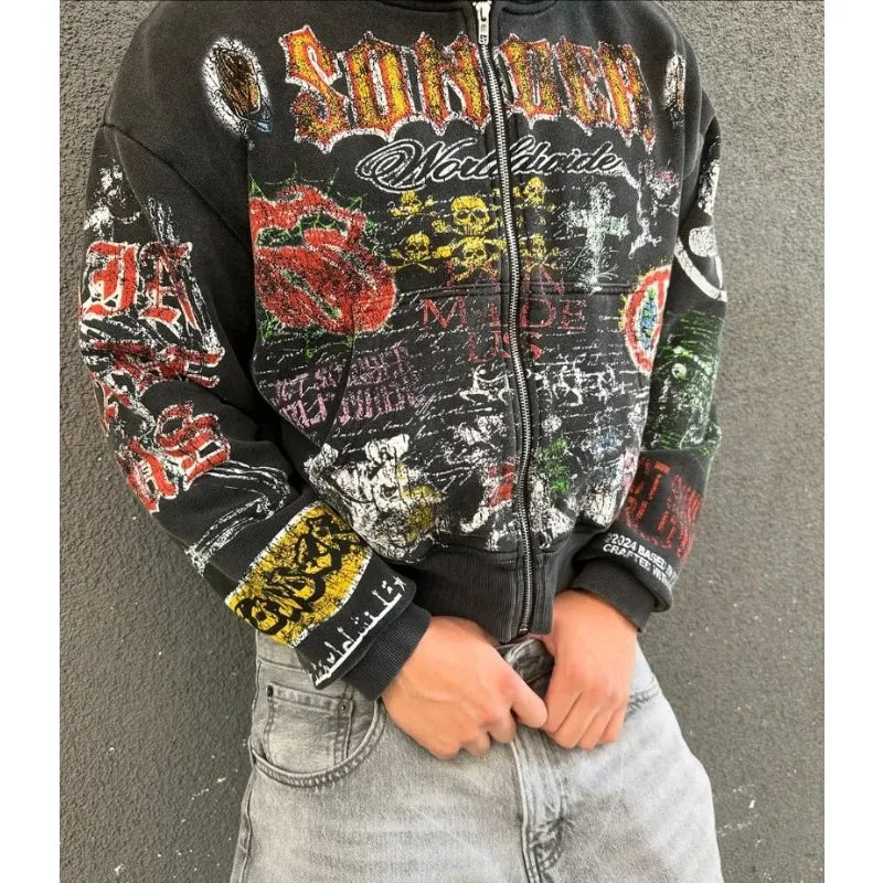 Trendy Anime Zipper Hoodie
