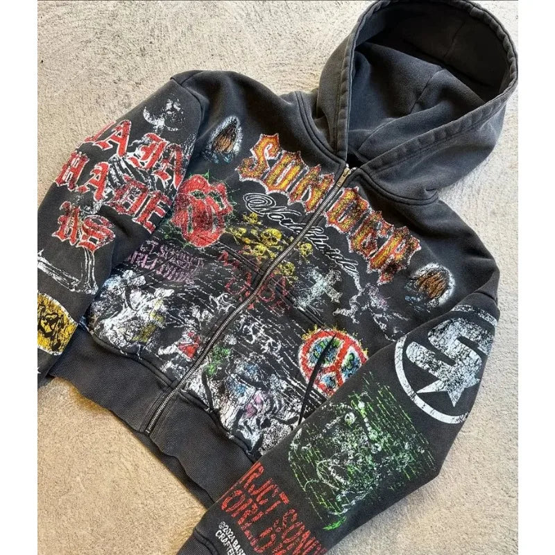 Trendy Anime Zipper Hoodie