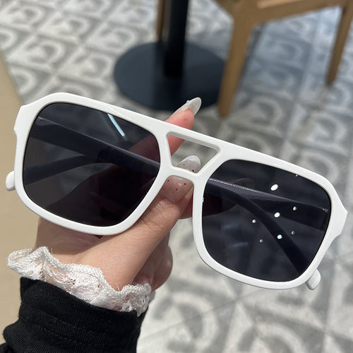 Candy Color Double Bridge Square Frame Sunglasses