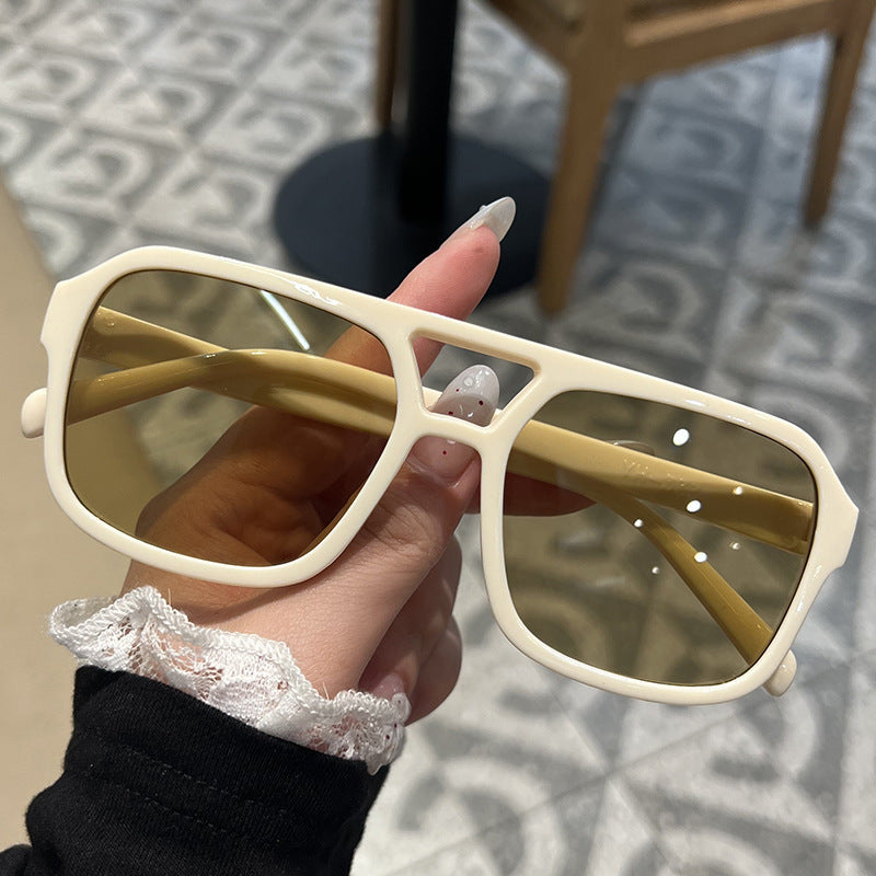 Candy Color Double Bridge Square Frame Sunglasses